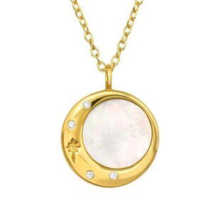 24k Gold Vermeil Shell Crescent Moon Necklace